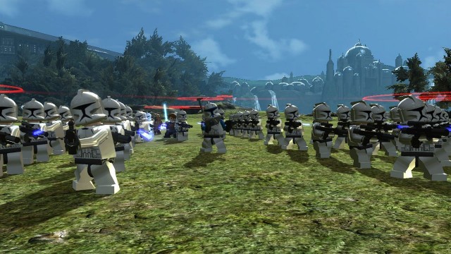 Mange figurer så skjermen samtidig i LEGO Star Wars III: The Clone Wars (Foto: Traveller's Tales/LucasArts).