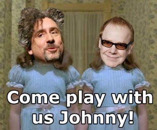 Ønsketekning: Regissør Tim Burton og komponist Danny Elfman spør Johnny Depp om han kan komme ut og leke.