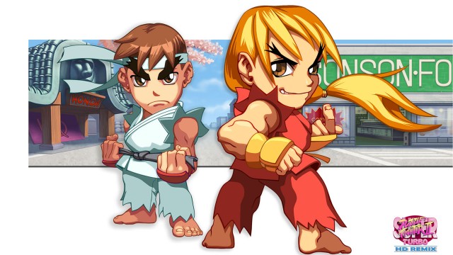 Søte karikaturer av Ken og Ryu i sine karakteristiske karatedrakter. (Foto: Capcom).