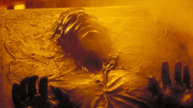 Slik ser Han Solo ut etter et besøk i karbonittfryseren (Foto: Lucasfilm).