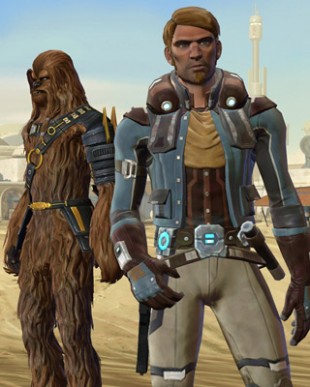 Så totalt uforventet at Han Solo-inspirerte Smugler-yrket, har en Wookie på slep. (Foto: EA) 