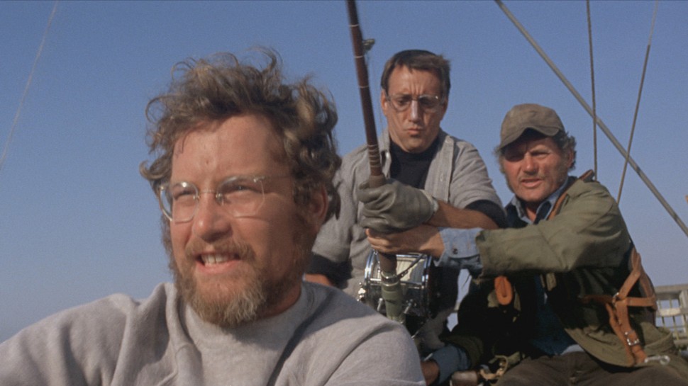 Richard Dreyfuss, Roy Scheider og Robert Shaw på fisketur i Jaws (Foto: Universal Pictures).