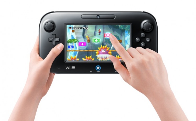 Slik brukes GamePad-kontrolleren for å hjelpe andre spillere i «New Super Mario Bros. Wii U». (Foto: Nintendo)