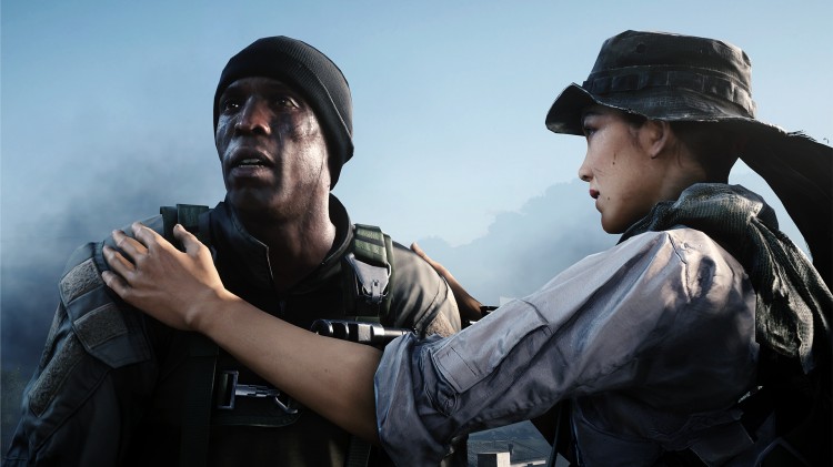 Fra venstre: Irish og Hannah, to sentrale personer i hovedhistorien til spillet. Skjermbilde fra «Battlefield 4». (Foto: EA / DICE)
