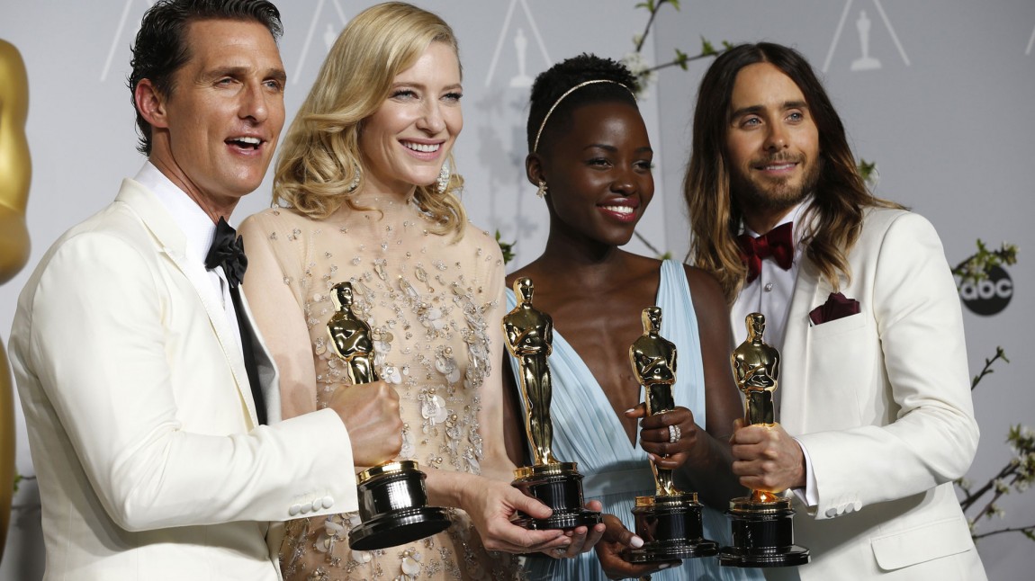 McConaughey, Blanchett, Nyong'o og Leto poserer med kveldens fangst. (Foto: REUTERS/Mario Anzuoni, NTB Scanpix).