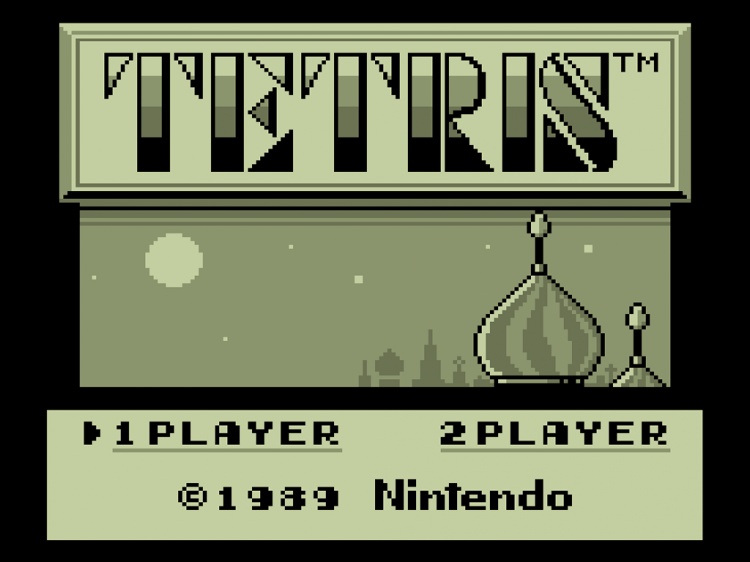 Åpningsbildet fra Nintendos versjon av «Tetris» som ble først gitt ut i Japan i juni 1989. Spillet kom til Europa, og Norge, i september 1990. (Foto: Nintendo) 