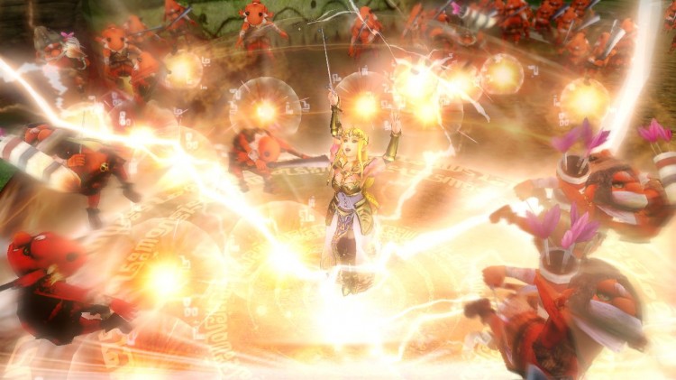 Spektakulære spesialangrep og stor variasjon mellom de ulike heltene er en stor fordel. Skjermbilde fra «Hyrule Warriors». (Promofoto: Nintendo / Koei Tecmo)