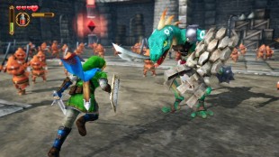 99% av fiendene i spillet er små undersåtter, som dem i bakgrunnen i dette bildet. Skjermbilde fra «Hyrule Warriors». (Promofoto: Nintendo / Koei Tecmo)