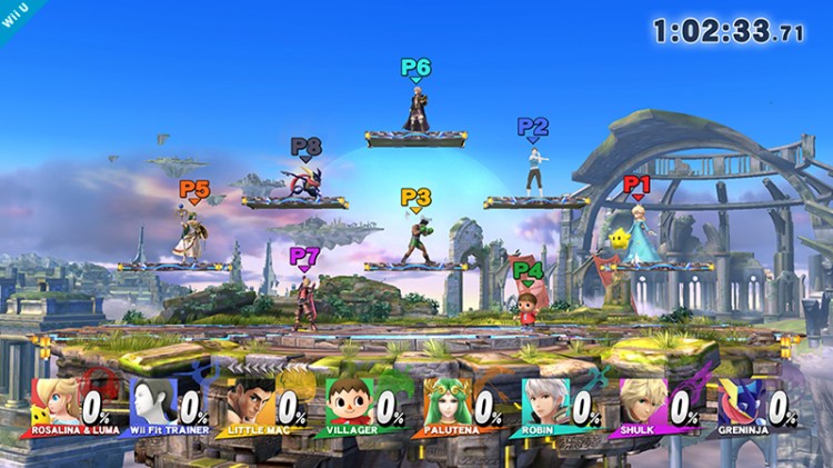 Med åtte spillere blir galskapen enda mer intens og morsom. Skjermbilde fra «Super Smash Bros. for Wii U». (Foto: Nintendo)