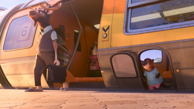 Pendlere reiser med spesialtilpasset tog i Zootropolis (Foto: The Walt Disney Company Nordic).