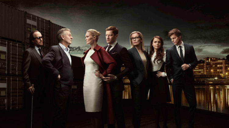 Byen er Bergen, og laget er... disse fiktive advokatene. (Foto: TV3 og Viaplay)