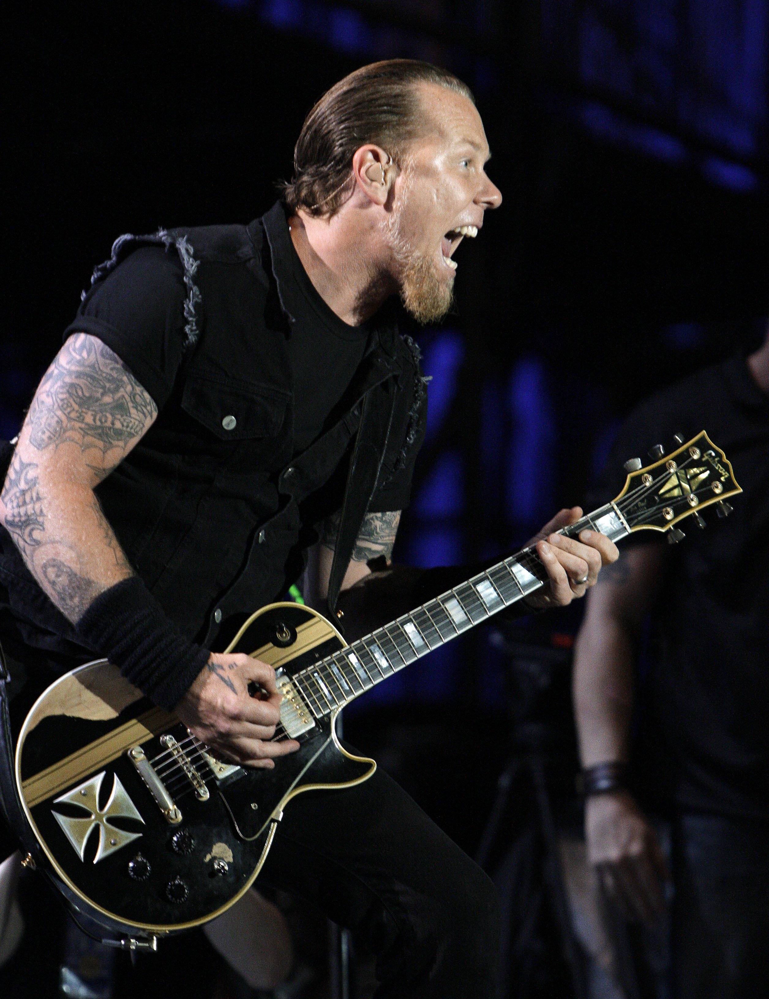 James Hetfield from Metallica with his Gibson Iron Cross signature 