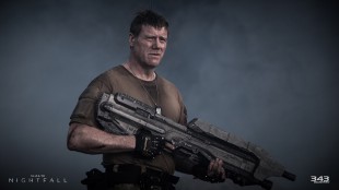 Steve Waddington er troverdig og gnistrende i rollen som soldaten Randall Aiken. Han utspiller alle sine kolleger i «Halo: Nightfall». (Foto: Microsoft / 343 Industries)