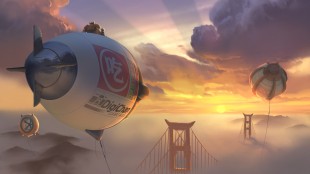 Hiro og Baymax tar seg en pause på toppen av ballong i Big Hero 6 (Foto: The Walt Disney Company Nordic).