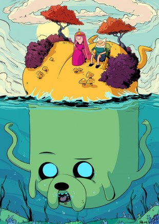 Surrealisme og absurd humor er noen av ingrediensene som kjennetegner serien. Promoplakat for «Adventure Time». (Foto: Cartoon Network)