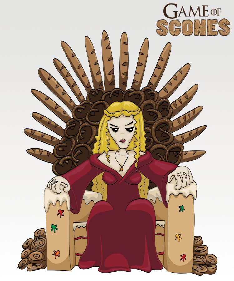 Cersei Lannister on her Iron Bun (Illustration: Martin Aas / NRK)