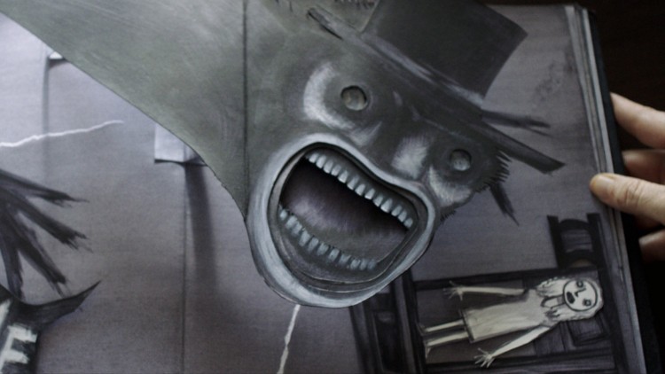 Ett skummelt utbrettbilde fra en foruroligende barnebok i The Babadook (Foto: Another World Entertainment Norway AS).