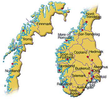 kart norge byer pa