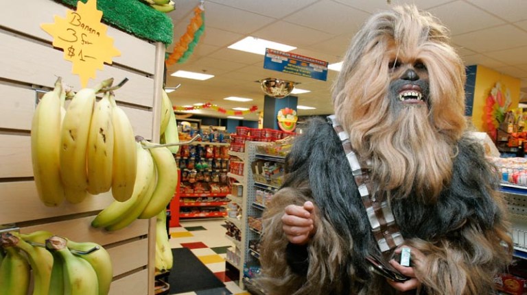 Vibrerende dildo-truse amputerte Chewbacca-imitator