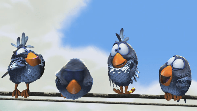 Småfuglene gjør narr av den store i For the Birds. (Foto: Pixar)