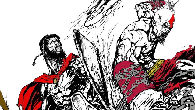 Kratos og Leonidas gyver løs på hverandre og festen er over. (Foto: KyoAkiyamako)