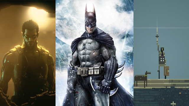 Tre av årets beste spill: 'Deus Ex: Human Revolution', 'Batman: Arkham City' og 'Superbrothers: Swords and Sworcery EP'. (Montasje: NRK)