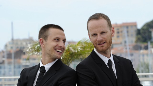 Anders Danielsen-Lie og Joachim Trier da de presenterte Oslo 31. august i Cannes (AFP PHOTO / ANNE-CHRISTINE POUJOULAT).