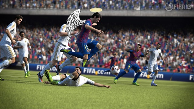 Lionel Messi får vinger i <em>FIFA 13</em>. (Foto: EA - Montasje: NRK)