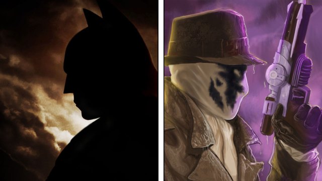 Batman og Rorschach: To alen av same stykke – på ein måte – men kven er best? (Foto: DC Comics, Montasje: Martin Aas).