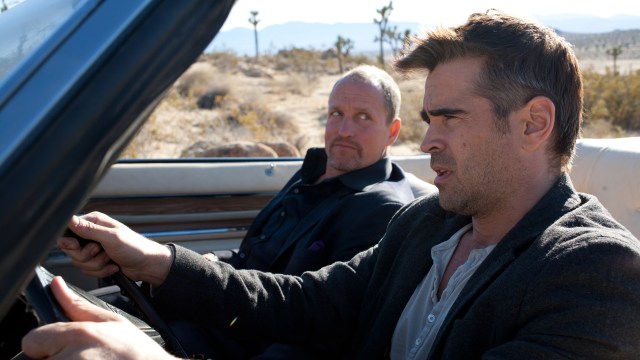 Colin Farrell (høyre) spilte mot «True Detective»-skuespilleren Woody Harrelson i filmen «Seven Psychopats» i 2012. (Foto: Nordisk Film Distribusjon AS)