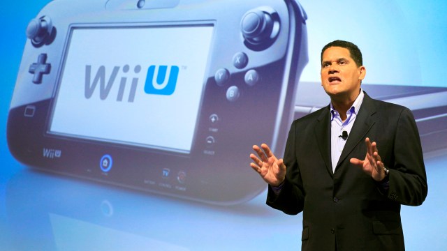 Nintendo-sjef Reggie Fils-Aime under en pressekonferanse om Wii U-konsollen i september 2012. (Foto: AP Photo/Mark Lennihan, File)