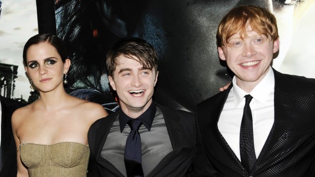 Emma Watson, Daniel Radcliffe, Rupert Grint på premiera for den siste Harry Potter-filmen. (Foto: AP Photo/Evan Agostini)