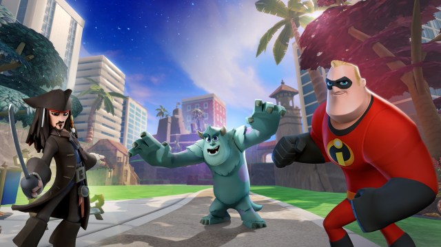 Jack Sparrow fra «Pirates of the Caribbean», Sully fra «Monsterbedriften» og Mr. Incredible fra «De Utrolige» følger med i startpakken til spillet «Disney Infinity». (Foto: Avalanche Studios / Disney)