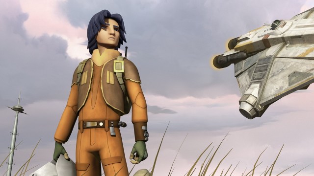 Ezra Bridger og skipet Ghost, frå «Star Wars Rebels». (Foto: Disney/Lucasfilm)