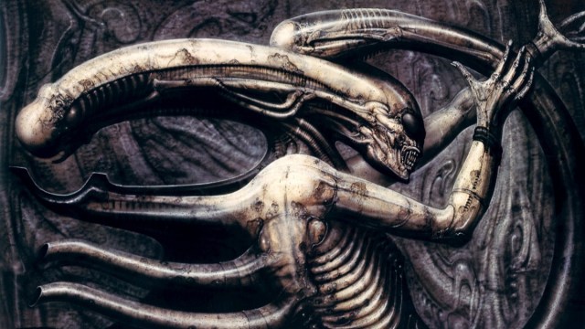 Maleriet «Necronom IV» (1976) ble Gigers utgangspunkt for designet til romvesenet i «Alien»-filmene.