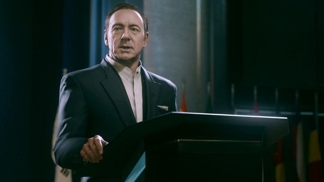 Kevin Spacey spiller en av rollene i det kommende storspillet «Call of Duty: Advanced Warfare» som finner sted i år 2054. (Foto: Sledgehammer / Activision)