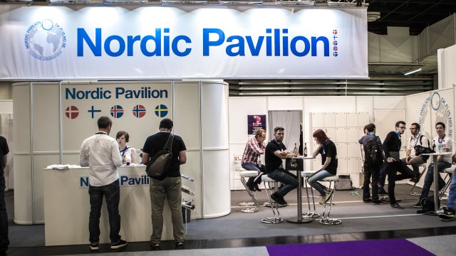 Den nordiske paviljongen er et vindu til spillbransjen i Norden under årets Gamescom-messe. (Foto: NRK / Martin Aas)