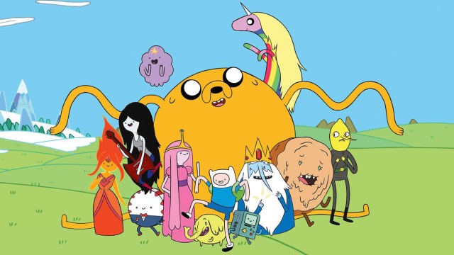 Gutten Finn (midten) og den elastiske hunden Jake drar ut på surrealistiske oppdagelsesferder i tv-serien «Adventure Time». (Foto: Cartoon Network)