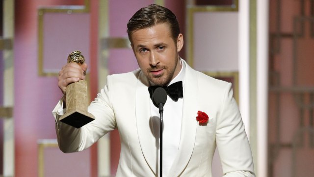 Ryan Gosling fikk prisen for beste mannlige skuespiller i en musikal eller komedie. (Foto: NTBScanpix, Paul Drinkwater/NBC via Ap)