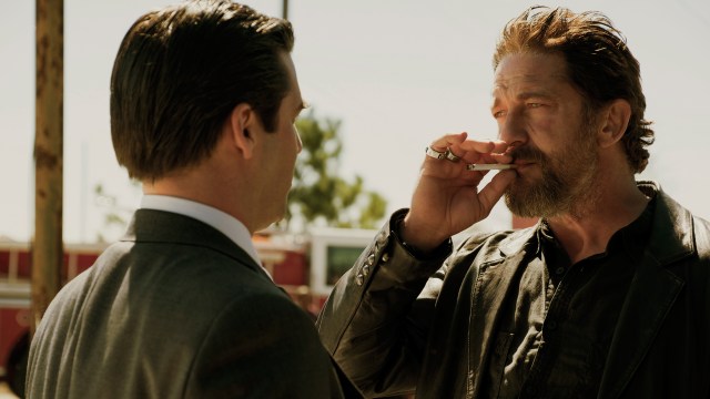 Gerard Butler kanaliserer sin indre usympatiske Russell Crowe i rollen som den brautende sheriff O'Brien. (Foto: SF Studios)
