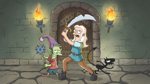 Dørene som vitsene hamrer på har stort sett vært vidåpne i årevis i Disenchantment. (Foto: Netflix)