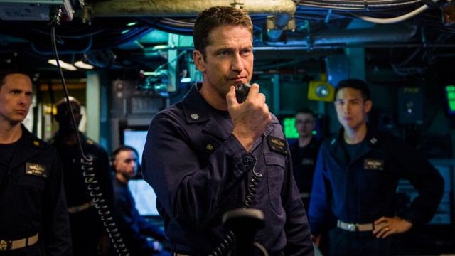 Gerard Butler gjør en grei figur i hovedrollen som snartenkt og egenrådig ubåtkaptein i Hunter Killer. (Foto: Nordisk Film Distribusjon)