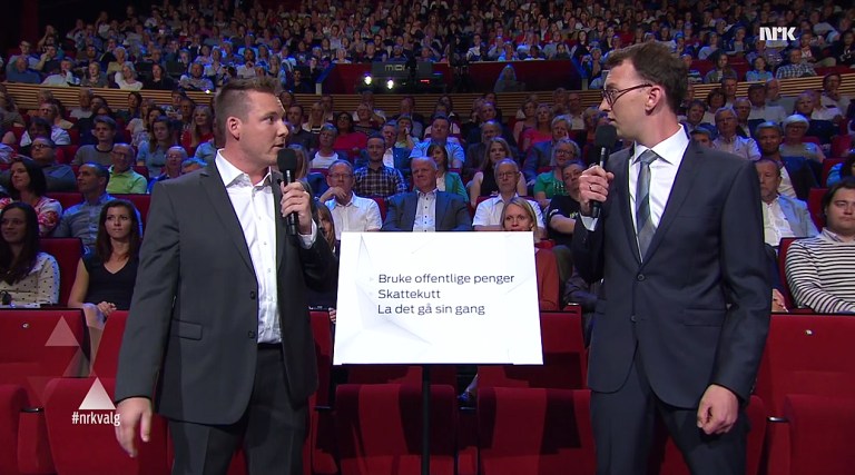 Niklas og Mathias på partileiardebatten