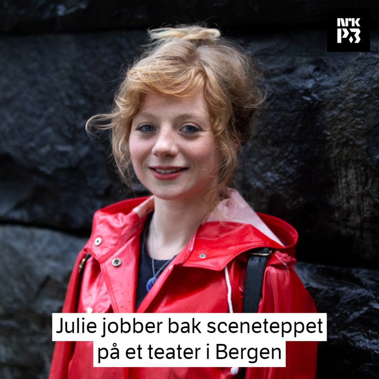 Link i bio: Julie jobber bak sceneteppet på et teater i Bergen