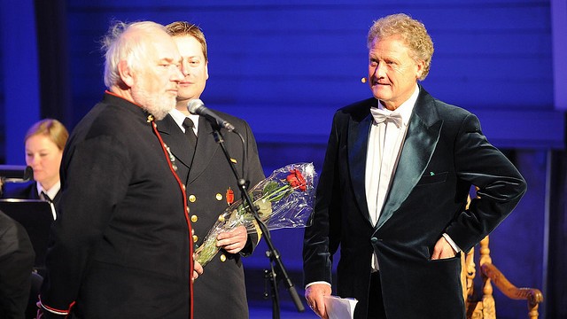 Dan Børge Akerø, sammen med korpsspesialist Jan Eriksen og kornettsoilist Svein Henrik Giske. Foto: Maria Åsli Akerø/Forsvaret