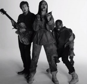 Rihanna har sammen med Paul McCartney (t.h) og Kanye West (t.v.) allerede fått en stor 2015-hit i "FourFiveSeconds". (Foto: Skjermdump, YouTube)