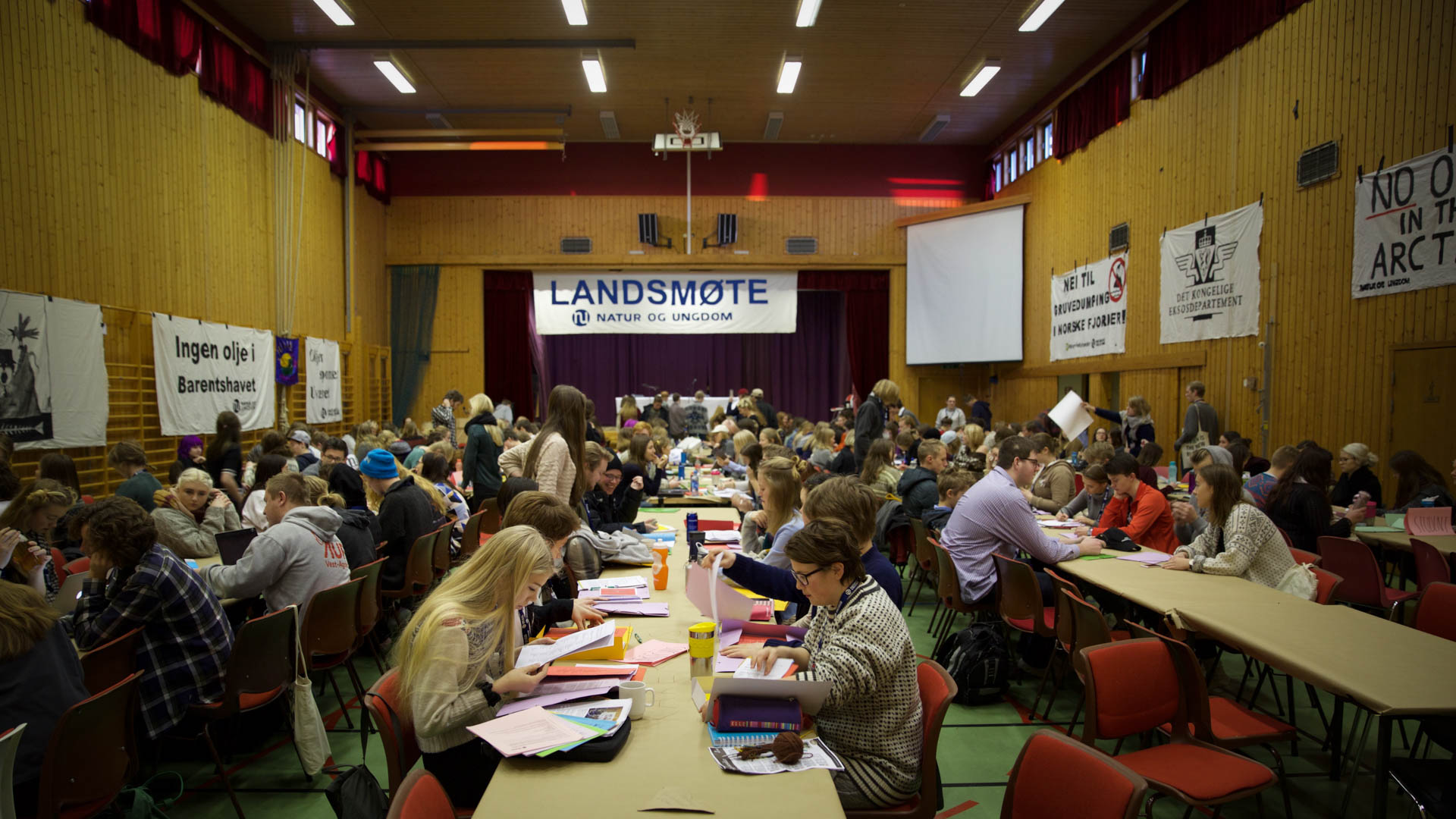 Natur og Ungdom hadde sitt landsmøte for 2016 i Fredrikstad, 7.–10. januar. (Foto: Anne Dorte Lunås, NRK)