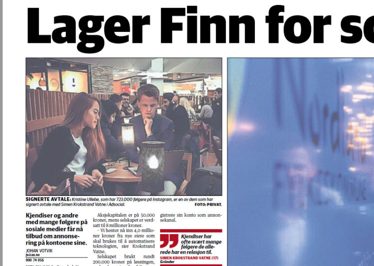 Avisen Nordland skrev 5.januar 2016 at Kristine Ullebø hadde signert avtale med Simen Vatne. 