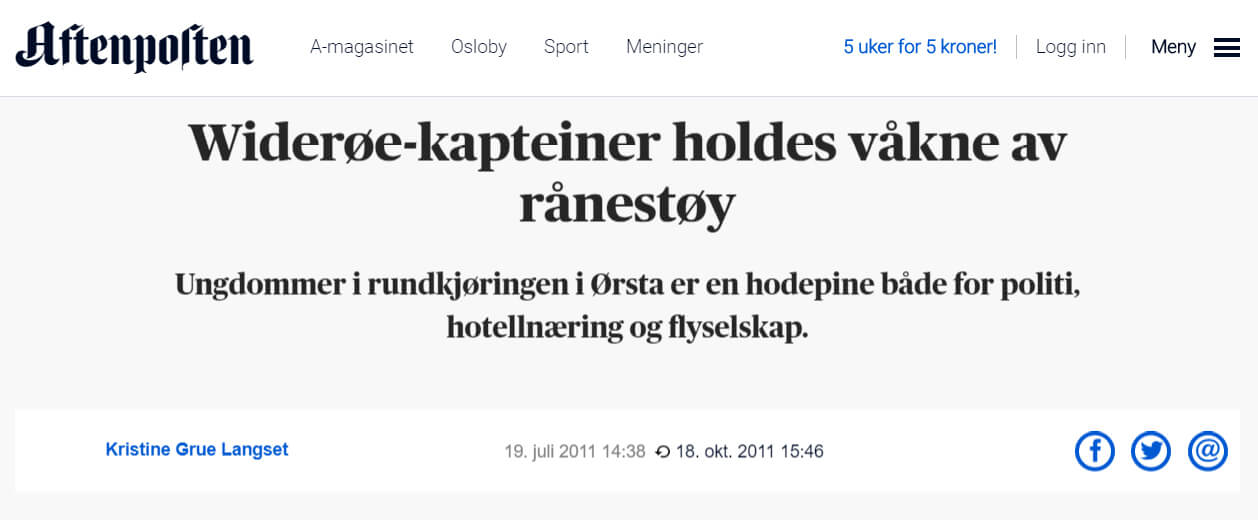 Faksimile: Aftenposten 18. oktober 2011