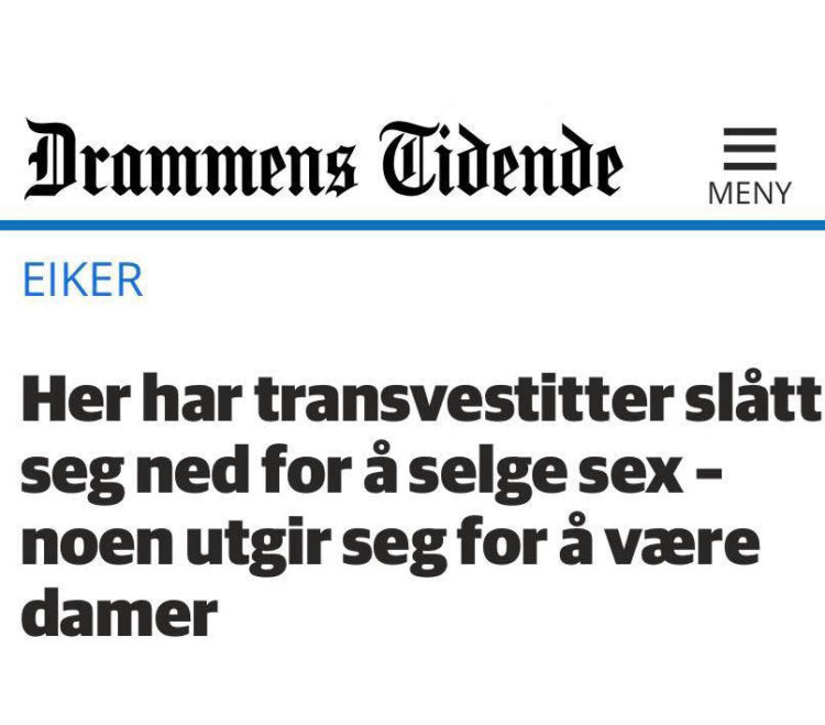 Drammens Tidende-innlegg fra i sommer, med tittelen: «Her har transvestitter slått seg ned for å selge sex – noen utgir seg for å være damer»